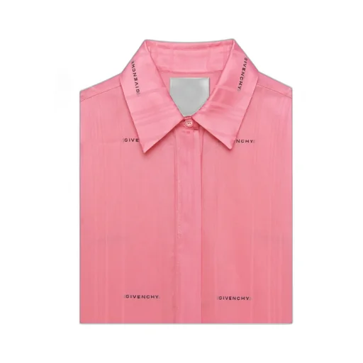 Satin Oversized Logo Printed Shirt