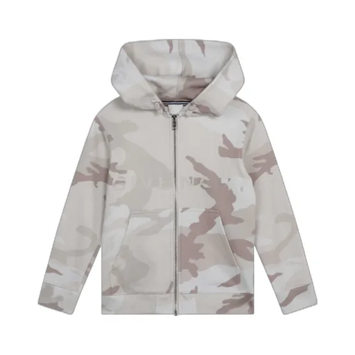 Camouflage Printed Zipped Long-Sleeved Hoodie
