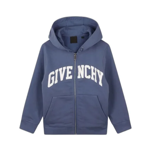 Logo-Printed Zip-Up Drawstring Hoodie