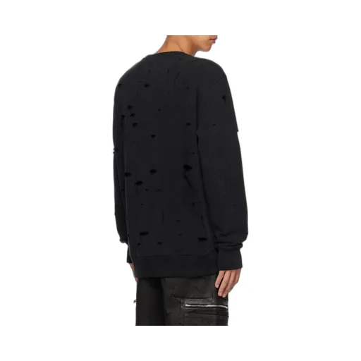 Logo Printed Distressed Crewneck Sweatshirt