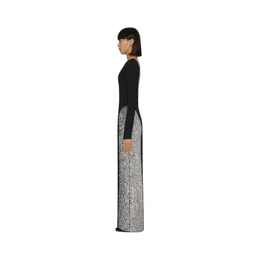 Backless Evening Dress With Sequins Embroidered