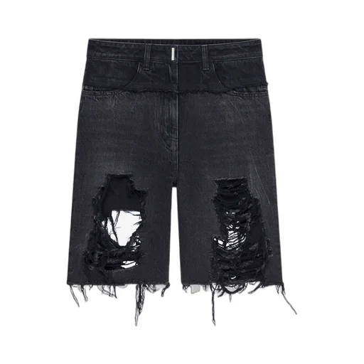 Logo-Detailed Distressed Denim Shorts