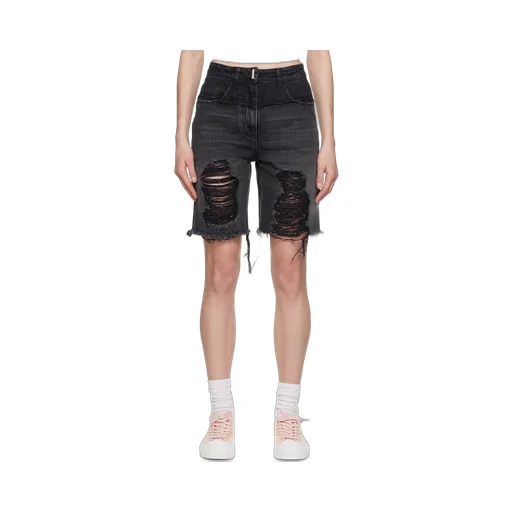 Logo-Detailed Distressed Denim Shorts