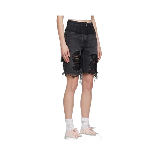 Logo-Detailed Distressed Denim Shorts