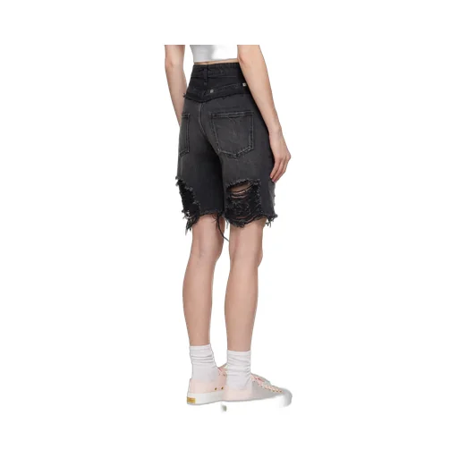 Logo-Detailed Distressed Denim Shorts