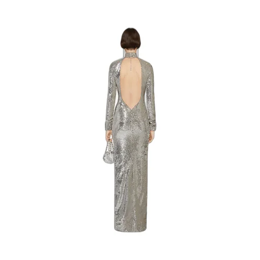Open-Back Sequin Gown