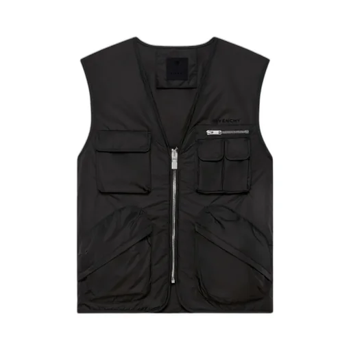 Zip-Up Logo Embroidered Vest