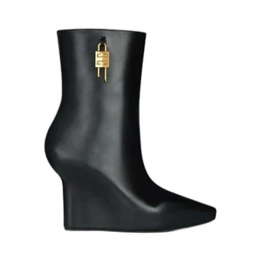 Lock Plaque Detail Wedge Boots
