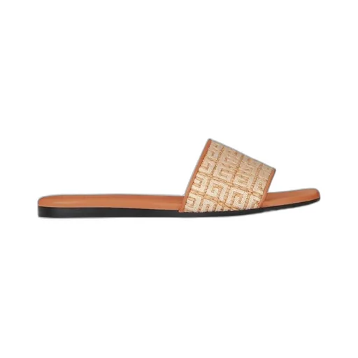 Flat Sandals In 4G Embroidered Raffia