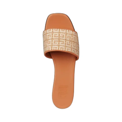 Flat Sandals In 4G Embroidered Raffia