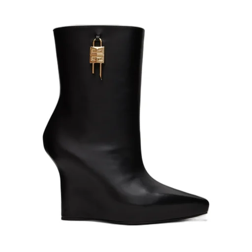 Lock Plaque Detail Wedge Boots