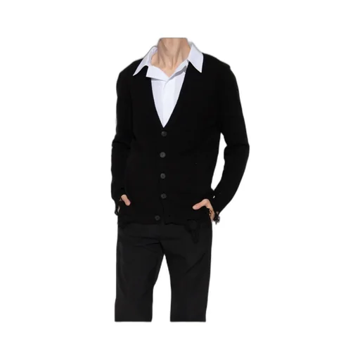 Logo Embroidered V-Neck Buttoned Cardigan