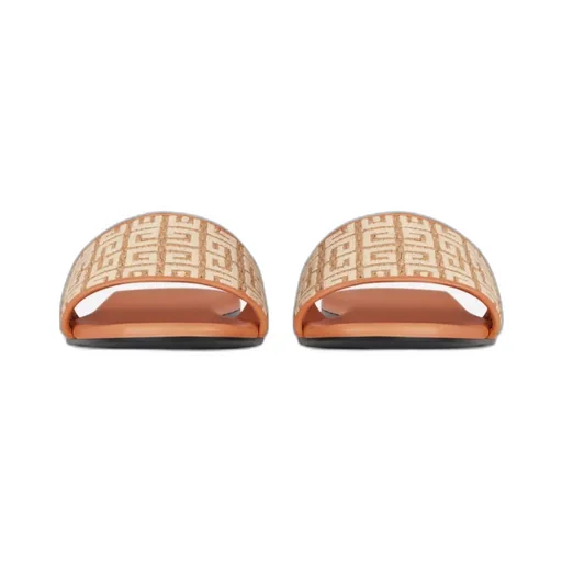Flat Sandals In 4G Embroidered Raffia