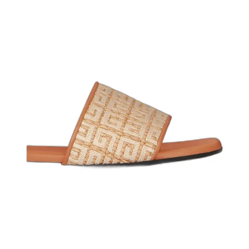 Flat Sandals In 4G Embroidered Raffia
