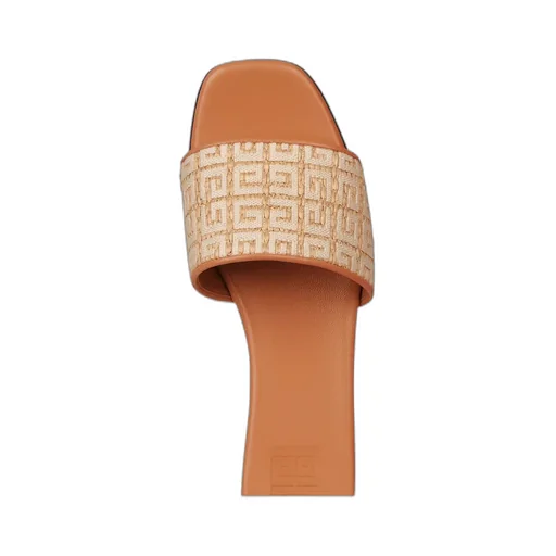 Flat Sandals In 4G Embroidered Raffia