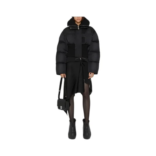 Oversize Ribbed-Trim Puffer Jacket