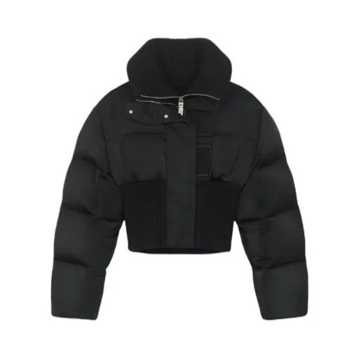 Oversize Ribbed-Trim Puffer Jacket