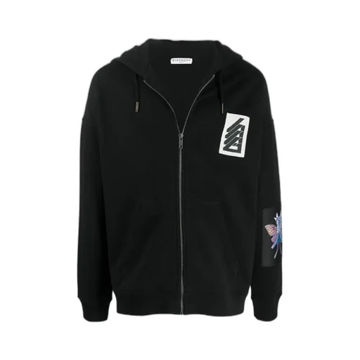 Decal Inlaid Zipper Hat Casual Jacket