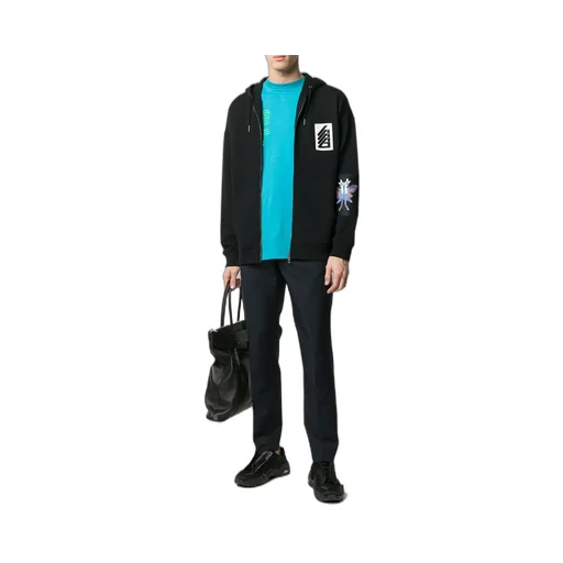 Decal Inlaid Zipper Hat Casual Jacket