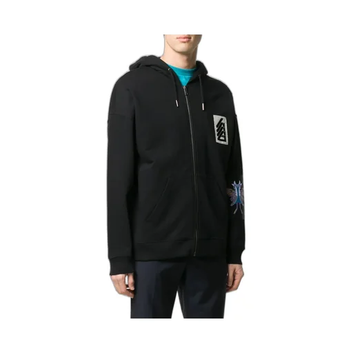 Decal Inlaid Zipper Hat Casual Jacket