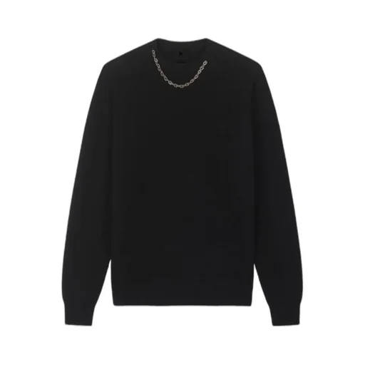 Sweater In Cashmere With Chain Collar