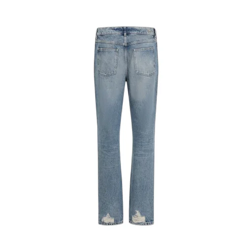 Logo Embroidered Distressed Jeans
