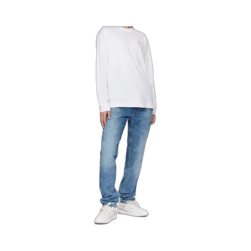 Logo Embroidered Distressed Jeans