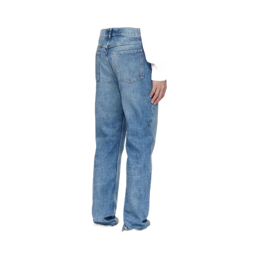 Logo Embroidered Distressed Jeans