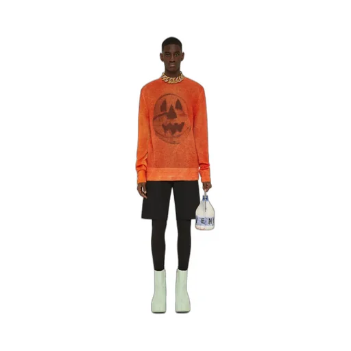 Ceramics-Printed Crewneck Knit Jumper