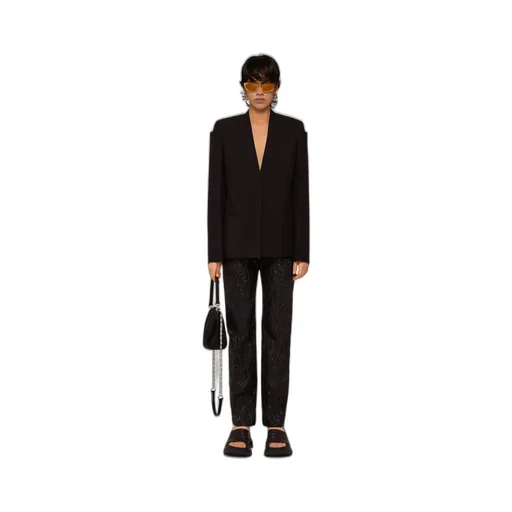 Collarless Single-Breasted Jacket