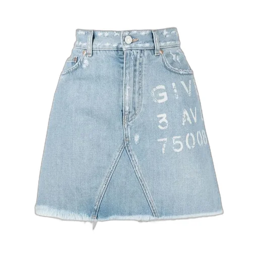 Logo-Print Denim Skirt