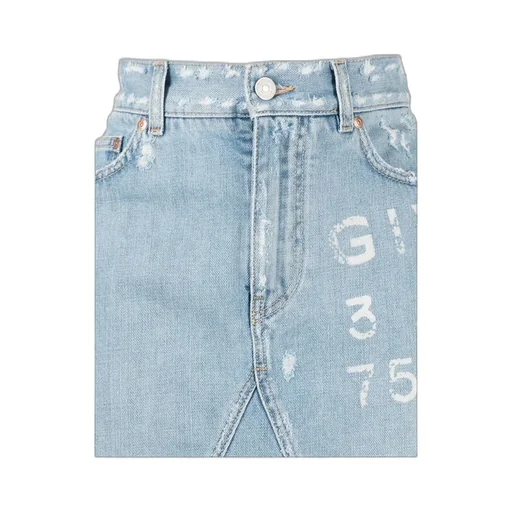 Logo-Print Denim Skirt