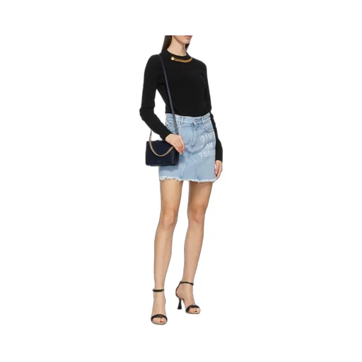 Logo-Print Denim Skirt