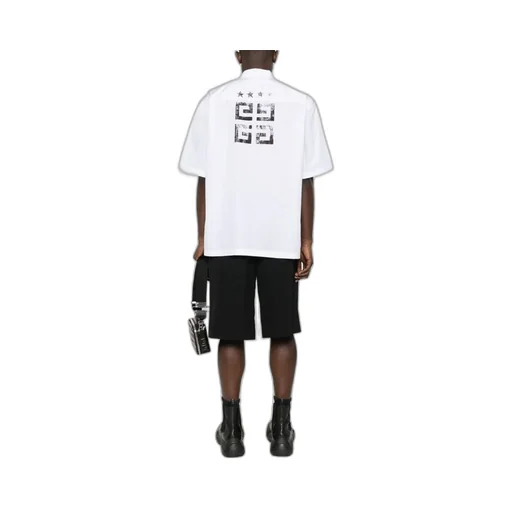 Logo Printed Collared Short-Sleeve Shirt