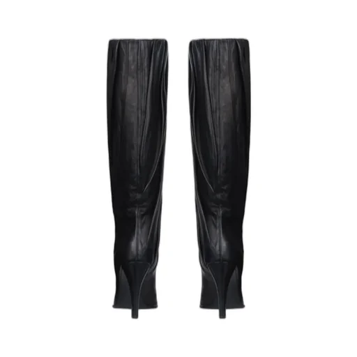 Pleated Chunky Heel Boots