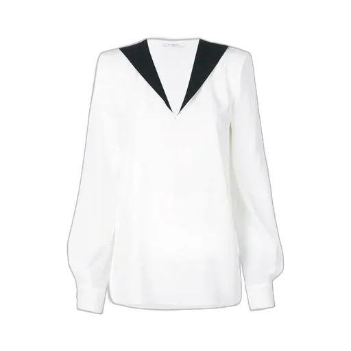 Contrast V-Neck Blouse