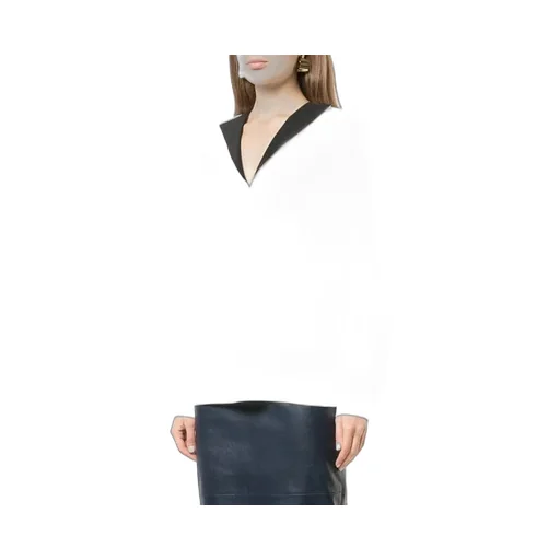 Contrast V-Neck Blouse