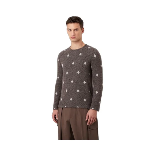 Diamond-Jacquard Crew-Neck Jumper