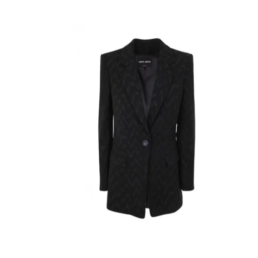 Single-Breasted Chevron-Print Jacket