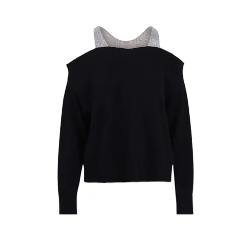 Crystal-Embellished Off-Shoulder Jumper