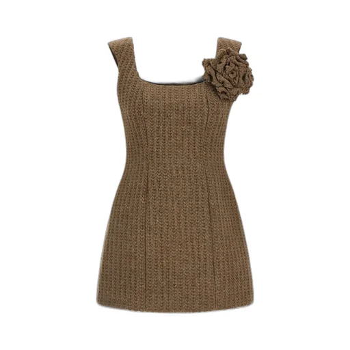 Brooch Knitted Mini Dress
