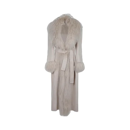 Fur-Trimmed Belted Coat