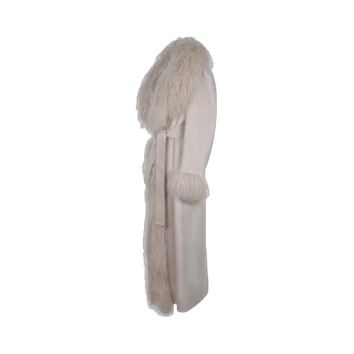 Fur-Trimmed Belted Coat