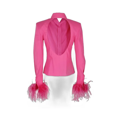 Feather-Trim Detail Shirt