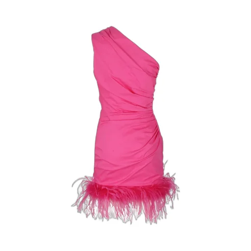 Feather-Trim Ruched Minidress
