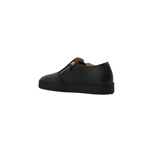 Zip-Detail Leather Sneakers