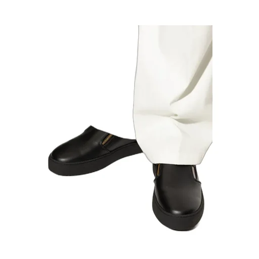 Zip-Detail Leather Sneakers