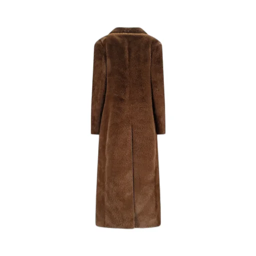 Faux-Fur Floral-Brooch Coat