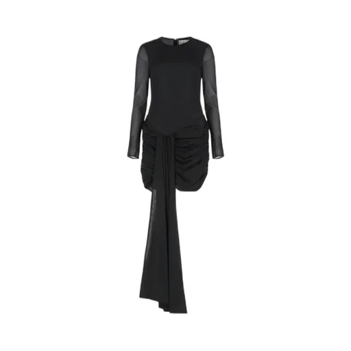 Draped Long-Sleeve Dress