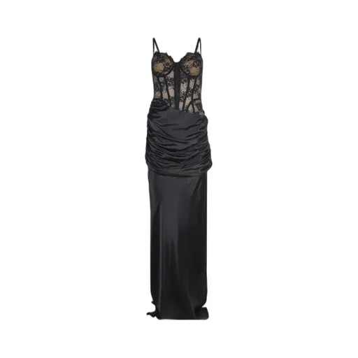 Draped Lace-Detail Dress